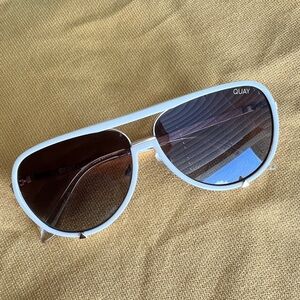 Quay Australia White and Brown Aviator Sunglasses